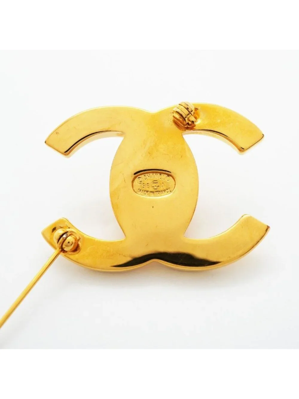 Chanel Brooch Vintage CC Logo Turnlock Gold Plated